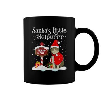 Funny Christmas Cat Cute Santa's Little Helpurrr North Pole Coffee Mug | Mazezy