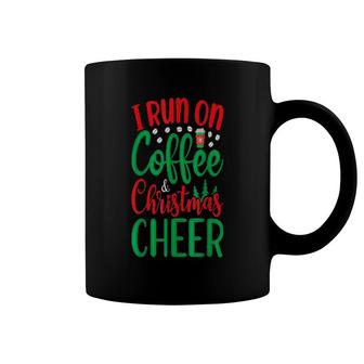 Funny Christmas I Run On Coffee Christmas Cheer Coffee Mug | Mazezy