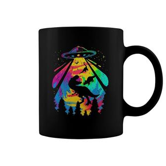 Funny Colorful Ufo Alien T Rex Dinosaurs Abduction Coffee Mug | Mazezy