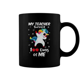 Funny Dabbing Unicorn My Teacher Survived 100 Days Of Me Coffee Mug | Mazezy