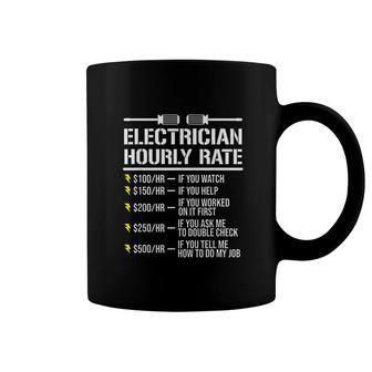 Funny Electrician Hourly Rate Coffee Mug | Mazezy