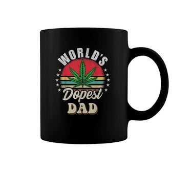 Funny Fathers Day Star Weed Dad Vintage Worlds Dopest Dad Coffee Mug - Seseable