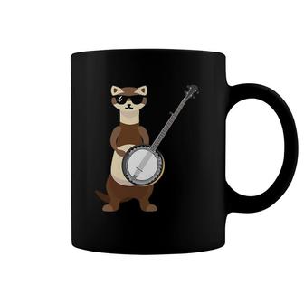 Funny Ferret Wearing Sunglasses Playing Banjo Coffee Mug | Mazezy