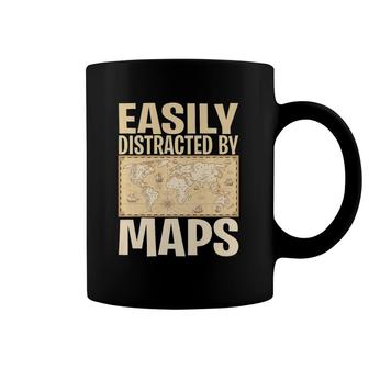 Funny Geography Teacher - Easily Distracted By Maps Coffee Mug | Mazezy