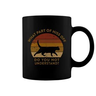 Funny Hiss Off Kiss Off Pun Retro Cat Insult Quote Coffee Mug | Mazezy