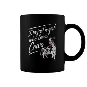 Funny I'm Just A Girl Who Loves Cows Gift Farm Girl Women Raglan Baseball Tee Coffee Mug | Mazezy