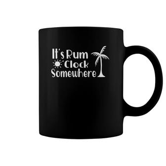 Funny It's Rum O' Clock Somewhere Palm Tree Beach Tank Top Coffee Mug | Mazezy