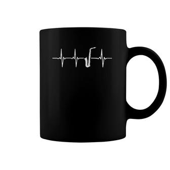 Funny Jazz Music Gifts Saxophone Player Ekg Heartbeat Pulse Coffee Mug | Mazezy