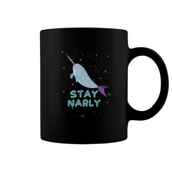 Funny Narwhal Pun Stay Narly Cute Rainbow Narwhal Coffee Mug | Mazezy