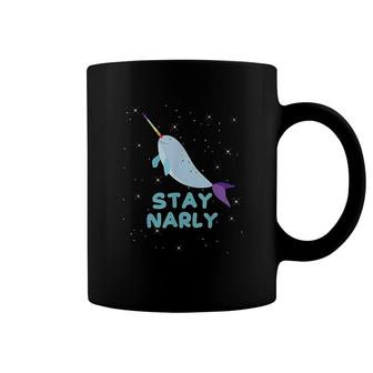 Funny Narwhal Pun Stay Narly Cute Rainbow Narwhal Coffee Mug | Mazezy