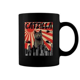 Funny Retro Japanese Catzilla Chartreux Cat Coffee Mug | Mazezy