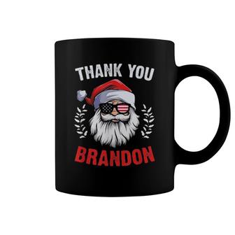 Funny Santa Sunglasses American Flag Thank You Brandon Coffee Mug | Mazezy