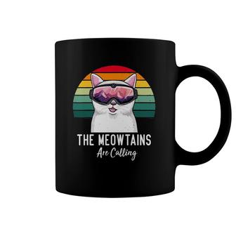 Funny Ski Cat Lovers The Meowtains Are Calling Retro Skiing Coffee Mug | Mazezy