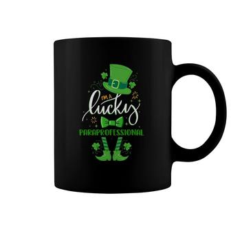 Funny St Patrick's Day Leprechaun I'm Lucky Paraprofessional Coffee Mug | Mazezy CA