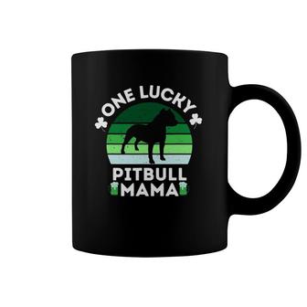 Funny St Patrick's Day One Lucky Pitbull Mama Pitbull Dog Coffee Mug | Mazezy