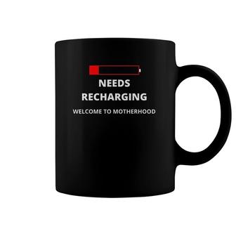 Funny Tired Mom Needs Recharging Every Day Is Mother's Day Coffee Mug | Mazezy