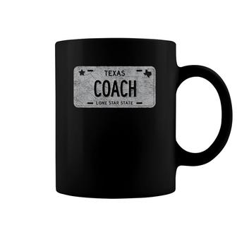 Funny Tx State Vanity License Plate Coach Coffee Mug | Mazezy
