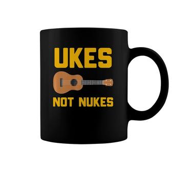 Funny Ukulele Musician Gift Ukes Not Nukes Coffee Mug | Mazezy