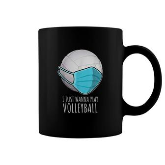 Funny Volleyball Gifts I Just Wanna Play Volleyball Coffee Mug - Thegiftio UK
