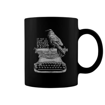 Funny Writer Dark And Stormy Night L Retro Typewriter Raven Coffee Mug | Mazezy