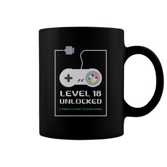 Gamer 18 Years Old 18Th Birthday Gift Level 18 Unlocked Coffee Mug | Mazezy