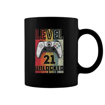 Gamer 21St Birthday 21 Years Old Awesome 2000 Level 21 Unlocked Coffee Mug | Mazezy