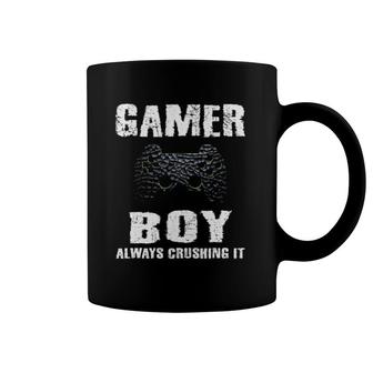 Gamer Boy Crushing It Gamer Boys Kids Video Games Teenager Coffee Mug | Mazezy