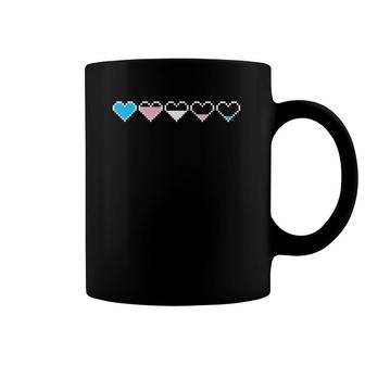 Gaymer Retro Pride Transgender Gamer Pixel Hearts Trans Coffee Mug | Mazezy