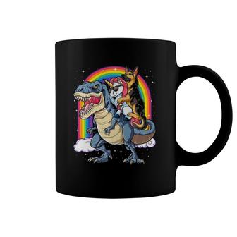 German Shepherd Unicorn Dinosaur T Rex Girls Rainbow Coffee Mug | Mazezy