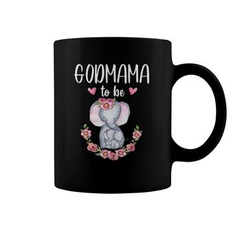 Godmama To Be Elephant Baby Shower Floral Coffee Mug | Mazezy