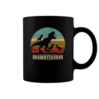 Grammy Saurus T Rex Dinosaur Three Kids Matching Family Coffee Mug | Mazezy