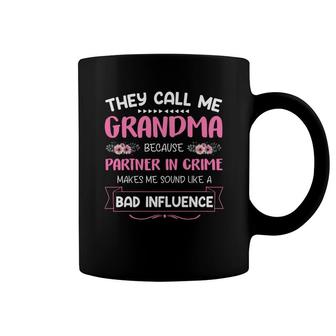 Grandma Partner In Crime Black Coffee Mug | Mazezy