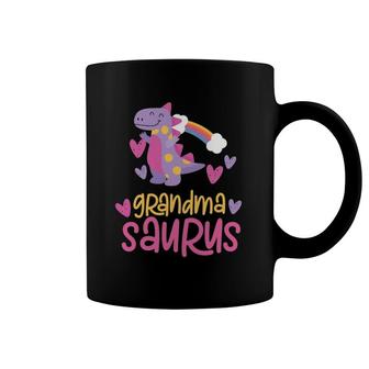 Grandma Saurus T Rex Dinosaur Rainbow Coffee Mug | Mazezy