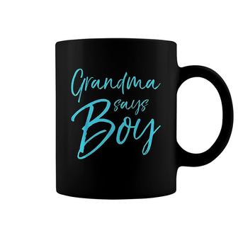 Grandma Says Boy Cute Blue Gender Reveal Coffee Mug | Mazezy