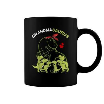 Grandmasaurus Grandma 6 Kids Dinosaur Mothers Day Coffee Mug - Seseable