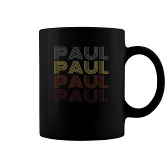 Graphic Tee First Name Paul Retro Pattern Vintage Style Coffee Mug | Mazezy DE