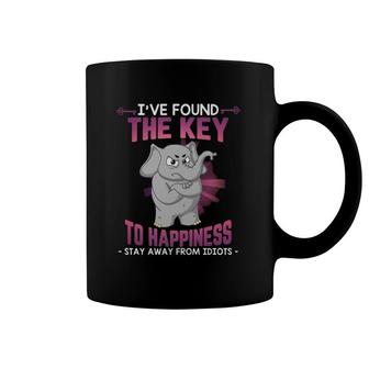 Grumpy Elephant I've Found The Key To Happiness Stay Away From Idiots Coffee Mug | Mazezy