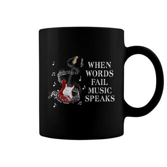 Guitar When Words Fall Music Speaks Coffee Mug | Mazezy