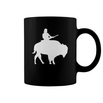 Guy On A Buffalo Silhouette - Coffee Mug | Mazezy