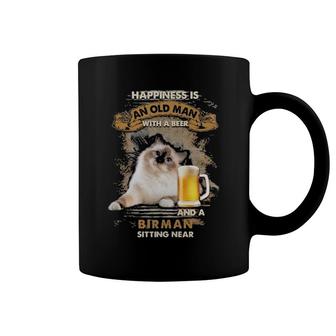 Happiness Is An Old Man With A Beer And A Birman Sitting Near Coffee Mug | Mazezy