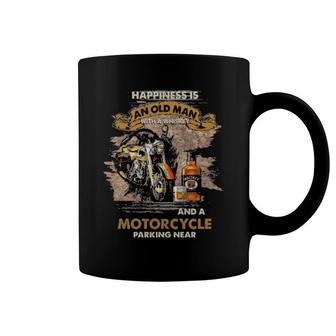 Happiness Is An Old Man With A Whiskey And A Motorcycles Parking Near Coffee Mug | Mazezy