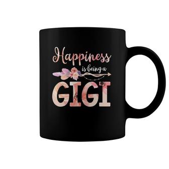 Happiness Is Being A Gigi Women Flower Decoration Grandma Coffee Mug | Mazezy
