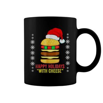 Happy Holidays With Cheese Christmas Cheeseburger Coffee Mug | Mazezy