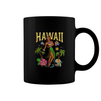Hawaii Aloha Beach Tiki Retro Vintage Pinup Hula Girl Coffee Mug - Seseable
