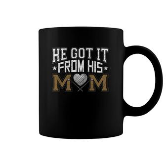 He Got It From His Mom Golf Player Crossed Sticks Heart Mother’S Day Vintage Coffee Mug | Mazezy