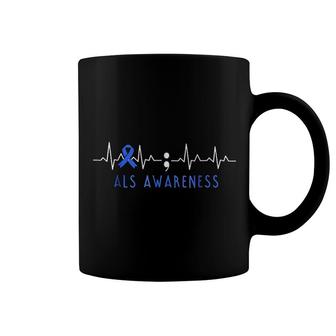 Heart Beat Als Awareness Ribbon Coffee Mug | Mazezy