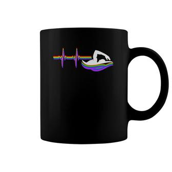 Heartbeat Swim Team Swimmer Funny Gift For Men Women Kids Coffee Mug | Mazezy