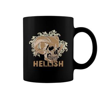 Hellish Brown Skull Head With Pattern Coffee Mug | Mazezy