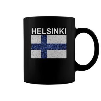 Helsinki Finland Flag Artistic Finnish Coffee Mug | Mazezy