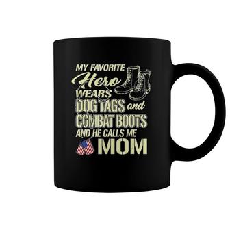 Hero Wears Dog Tags Combat Boots Proud Army Mom Mother Gift Coffee Mug | Mazezy